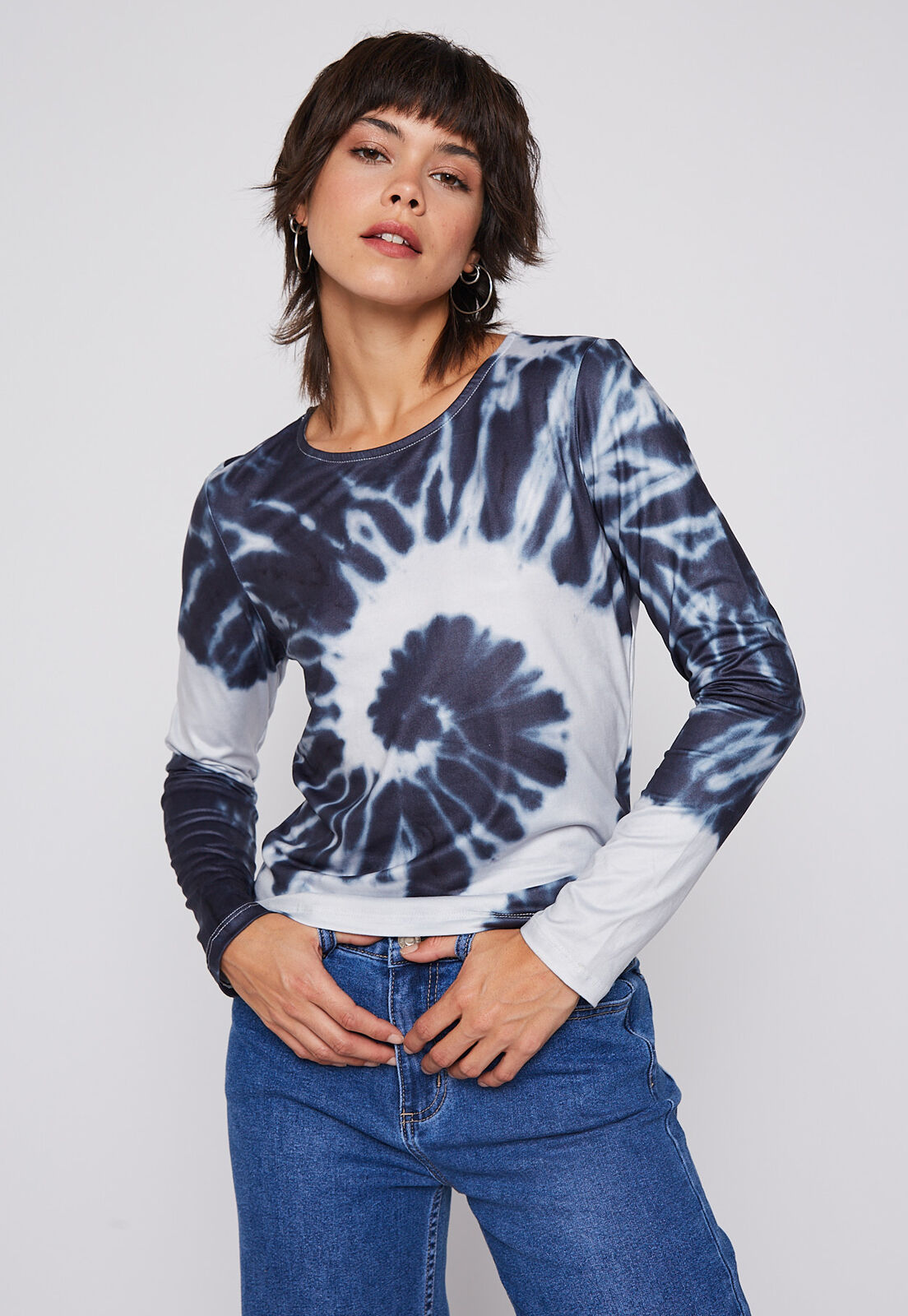 Polera Manga Larga Tie Dye Negro Family shop